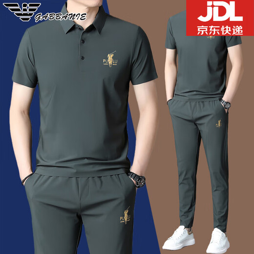 Falai Armani 2024 Spring and Autumn New Sports Set Men's Mulberry Silk Middle-aged Lapel A Set of Casual Suits [826 Khaki] Summer Set 165/M Recommended 98-120Jin [Jin equals 0.5 kg]