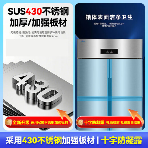 海尔（Haier）商用冰箱四门冰柜大容量不锈钢立式冷藏保鲜柜冷冻速冻柜厨房酒店后厨高身雪柜 【海星系列】430加强不锈钢板六门双温