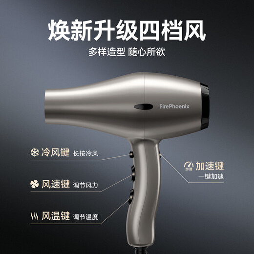 Fire Phoenix Hair Dryer 6600X Hair Salon Special High Power 2400W High Wind Power Low Noise Home Constant Temperature Hair Care Does Not Damage Hair Barber Shop Professional Hair Dryer Home Appliance 6600X Milan White (Fourth Wind)