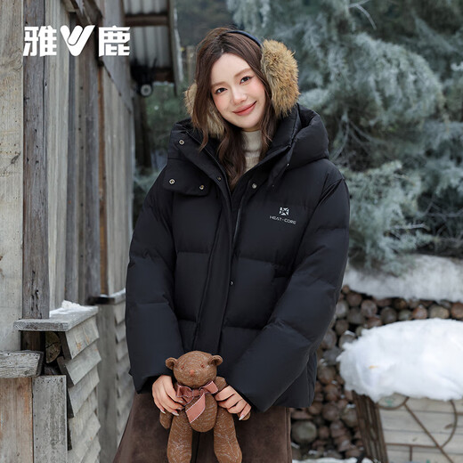 Yalu Short Down Jacket Women's 2025 New Winter Clothing Fashion Casual High-Level Color Hooded Warm Jacket Quiet Blue L Recommended 110Jin Jin is equal to 0.5kg -120Jin Jin is equal to 0.5kg