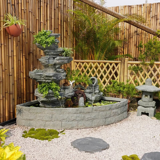 假山鱼池瀑布流水花园庭院景观喷泉循环水摆件阳台露台鱼缸造景装 5009单假山不带水池