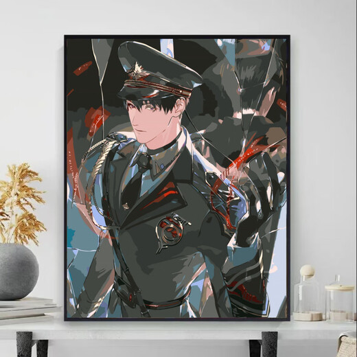 恋与深空系列数字油画沈星回游戏人物2025新款dly手工填色油彩画 S1047-30色-秦彻 40*50CM画布款桶装发货无折痕