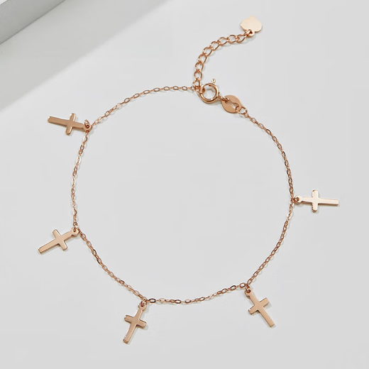 CAOX Quande Light Luxury 18K Gold Rose Gold Cross Bracelet Women's Fashion Ins Design Hand Jewelry Mother's Day Gift 18K Rose Gold Bracelet