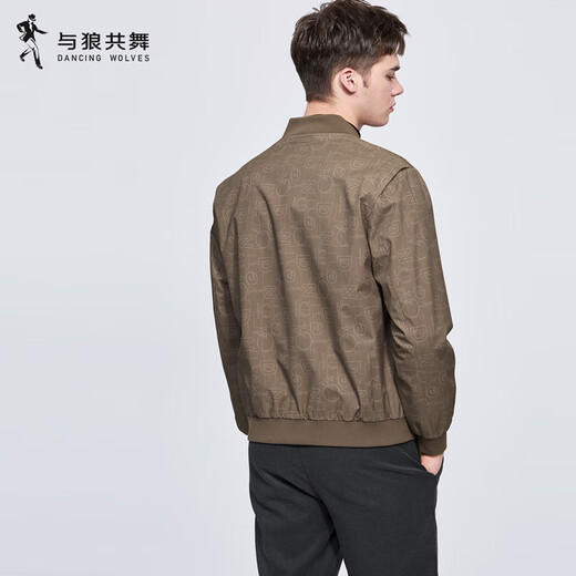 Dancing with Wolves [full of seal] Baseball Lone Jacket Men's 2025 Autumn New Windproof and Wrinkle-resistant Flying Casual Youth Jacket 1003 Khaki 701 S (165)