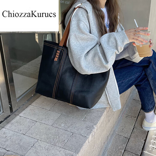 ChiozzaKurucs韩版2025新款时尚大气简约托特包复古大容量单肩手提通勤大包包女 大象灰