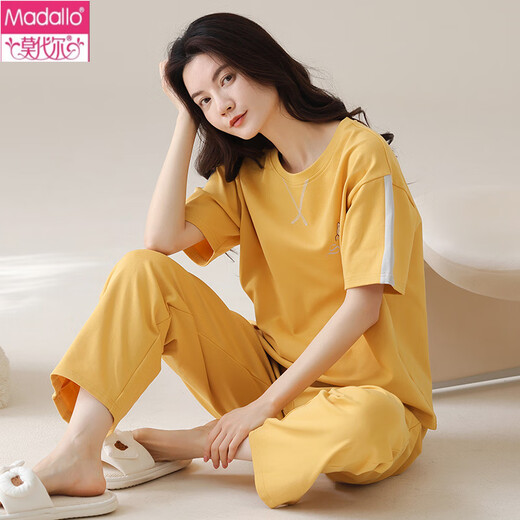 Pijama de manga corta para mujer modal, pantalones de traje, ropa de hogar de algodón puro de verano, algodón puro que se puede usar afuera, verano, primavera, otoño, verano Y9719 M (recomendado 75-95 Jin Jin equivale a 0,5 kg)