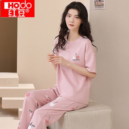 红豆（Hodo）旗营店2025年新款睡衣女款夏款纯棉短袖长裤春秋夏季夏 ZH-9721 M