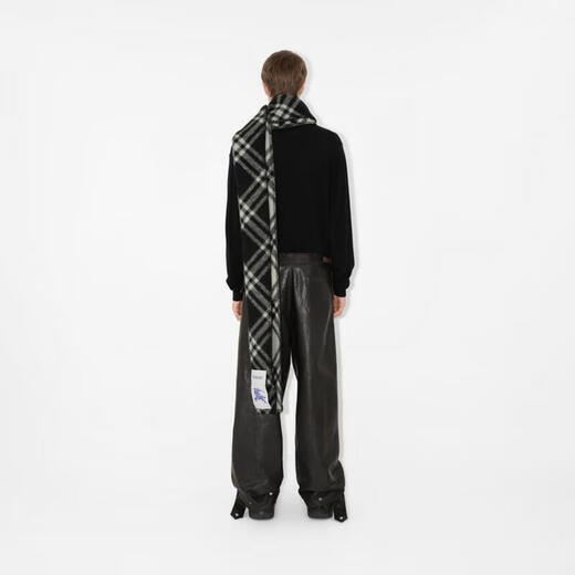 BURBERRY [Gift] Scarf Men and Women Checked Wool Scarf Black 81143011