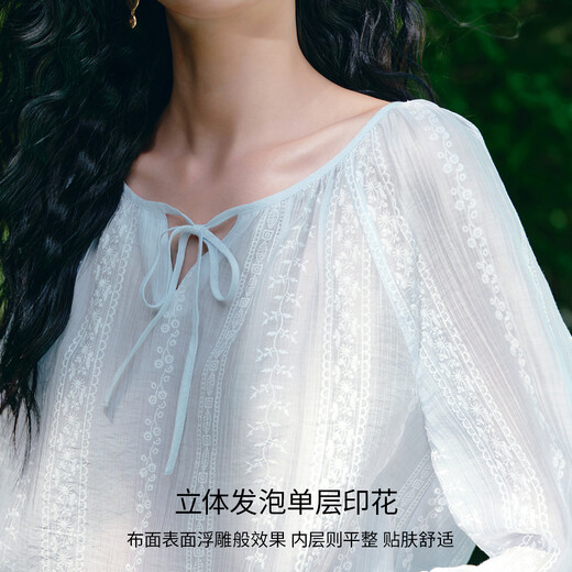 
Eifli (eifini) Eifli printed loose collar shirt for women 2025 summer new commuter versatile casual top for women Blue M 110-120Jin [Jin equals 0.5 kg]