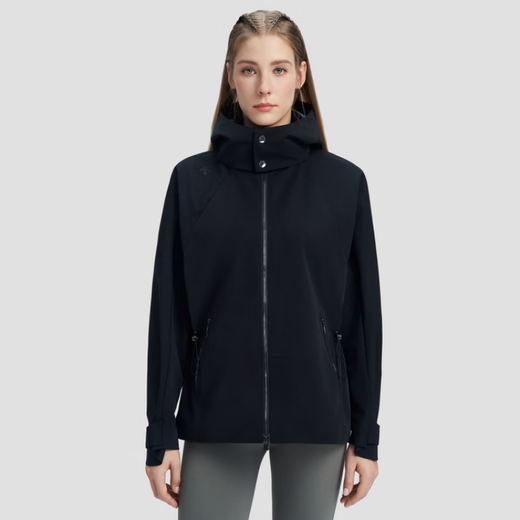 迪桑特（DESCENTE）WOMENSSTUDIO宽松梭织纯色logo设计长袖夹克外套女款 木炭灰 M