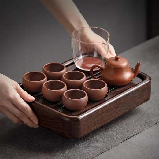 Shangyanfang ebony solid wood tea tray tea tray water storage drain type small home office kung fu tea set dry brewing tea table