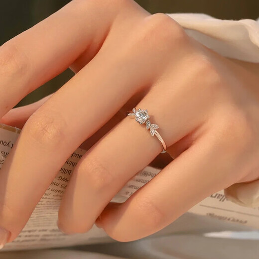 RHM platinum laurel ring women's moissanite diamond platinum ring women's high-end birthday and Valentine's Day gift for girlfriend platinum moissanite ring + certificate + gift box