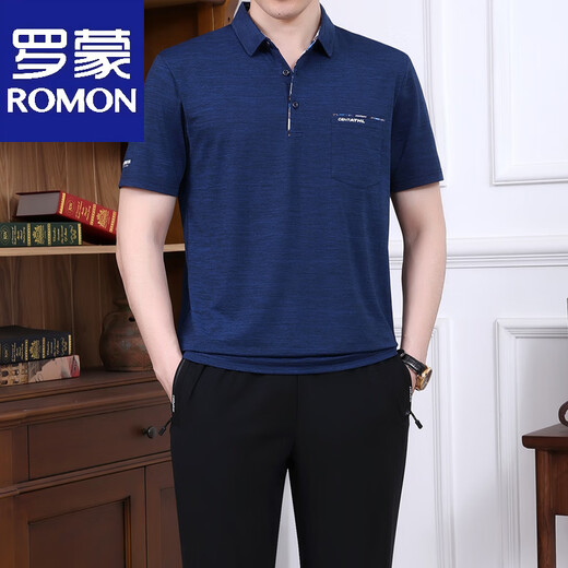 罗蒙爸爸夏装男士短袖t恤2025新款中老年运动服套装男夏季父亲节衣服 753军绿【单T恤】 3XL 【建议160-180斤左右】