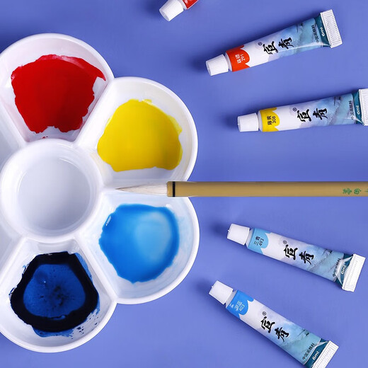 Montmartre Chinese painting paint tool set for beginners, primary school students, children's ink painting, Chinese painting entry-level 12 colors 6ML practical set CS-GH12S6