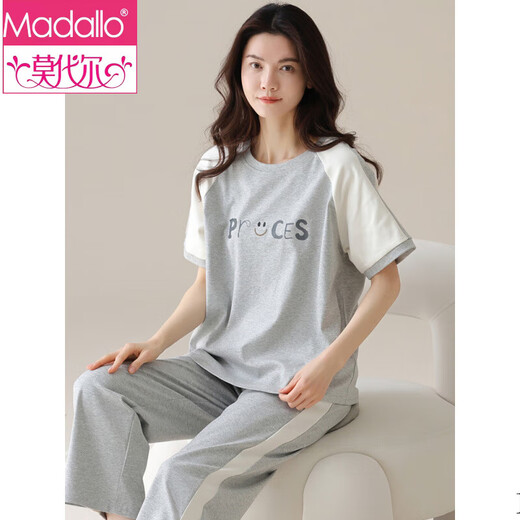 
Modal short-sleeved cotton pajamas women's suit summer trousers home clothes Korean style thin style can be worn on the outside of summer cartoon pajamas Y9719 L (recommended 95-115Jin [Jin equals 0.5 kg])
