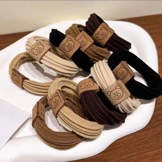 Internet celebrity bear hair tie does not hurt your hair, simple high-elastic rubber band, thickened thick hair tie, high ponytail headdress, bear hair tie, 10 mixed colors
