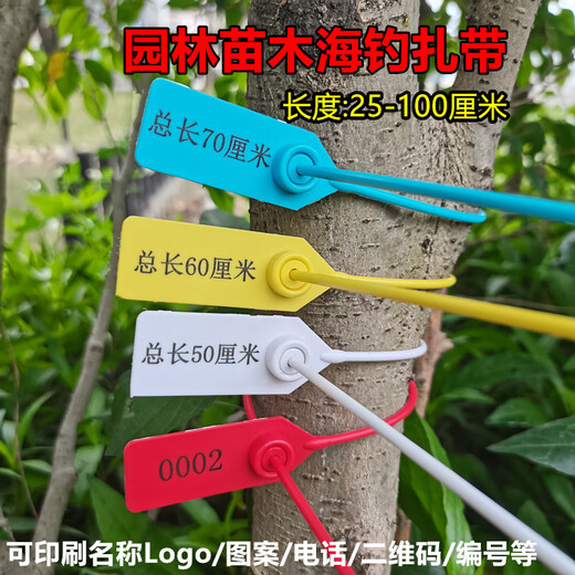 Kezhiyuan seedling lock gardening number sign garden tree mark lock logo tag anti-theft buckle sea fishing tie plastic seal 60 cm yellow 100 strip code