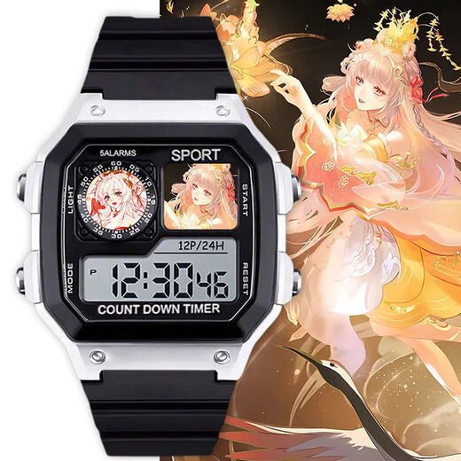 Честь Kings Xishi Small Square Waterpronation Watch Watch Electronic Watch Mute с будильницей ночной свет.