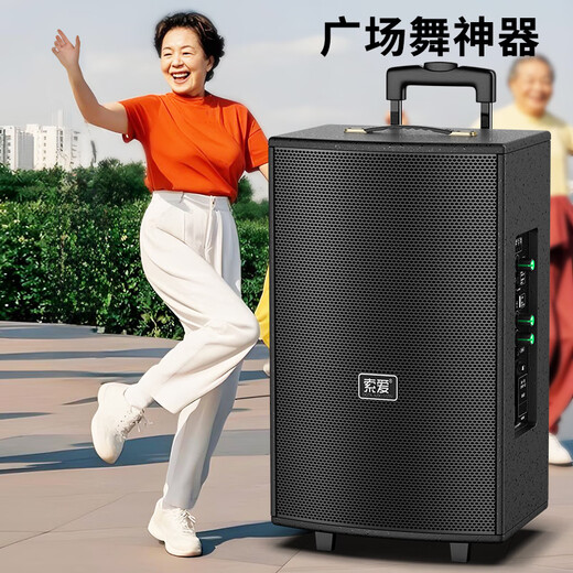 Sony Ericsson (soaiy) 8-inch square dance audio wooden high-power portable outdoor heavy bass Bluetooth karaoke special high-volume 7-speaker mobile trolley speaker performance dual microphone SA-X21L