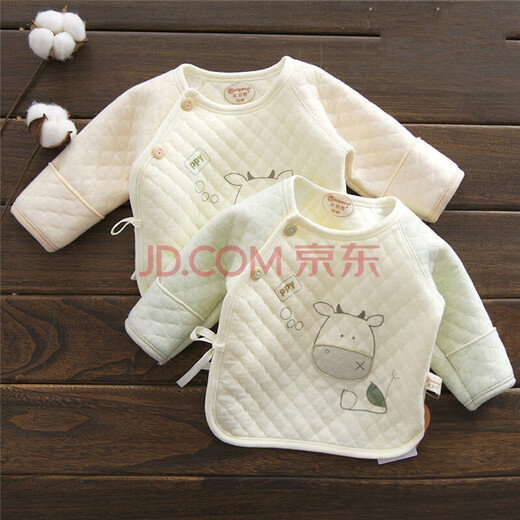 Dai Zhifu's newborn baby clothes in autumn and winter, warm cotton winter clothes in autumn and winter 0-3 months 1 newborn pure cotton top 24123 calf warm half back colored cotton light coffee (single piece package) 52 sizes, 5-10Jin [Jin equals 0.5 kg] baby (half back)