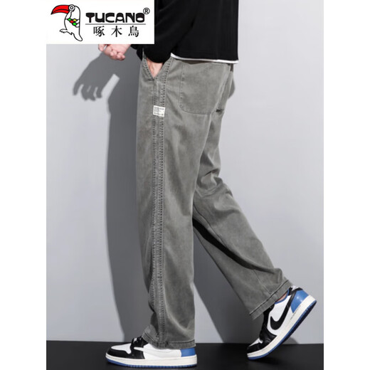 Woodpecker Jeans Herren 2025 Frühling und Herbst Neue losen Eidraht Wide Legs Herren lässiger und vielseitig lässig 1048 Hellblau XL empfohlen 120-150jin [Jin ist 0,5 kg]