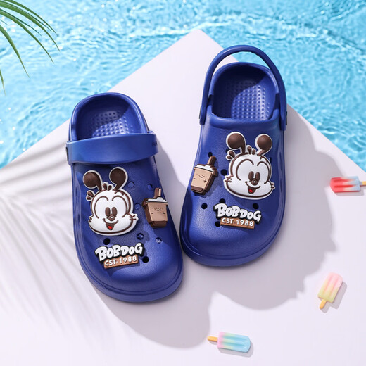 Babudou (Bobdog) Kinderlochschuhe 2025 Sommerjungen tragen Hausschuhe für Frauen kleine, mittlere und große Kinder tragen resistente Sandalen Strandschuhe Deep Baolan 26-27