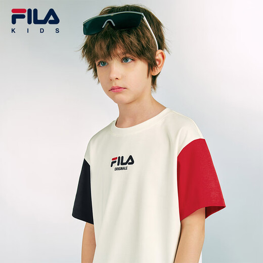 
FILA [Set] Fila Children's Short Sleeve T-Shirt Shorts 2025 Autumn New Casual Two-Piece Set Yunmu White-WT 150