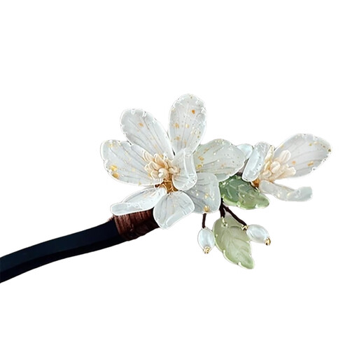 Zuoou magnolia hairpin dripping oil ebony large extended 20cm ball head new Chinese style hairpin hairpin white magnolia hairpin