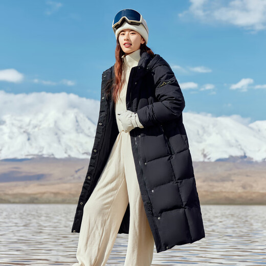 Flying in the snow goose down autumn and winter new fashion versatile large pocket large long hooded women's down jacket for women