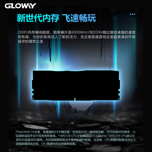 Gloway 32GB (16GBx2) DDR5 6000 desktop memory stick Longwu RGB light strip Hynix A-die CL28 starry sky black partially compatible