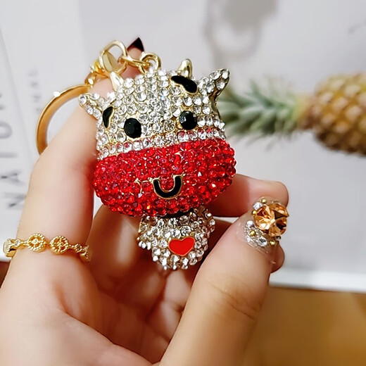 Style chinois mignon de mollet couple de trèfle de trousque sac de trèfle pendentif pour les femmes exquise ménage internet célébrité clés ornement jiaxin laitier-vache-rose