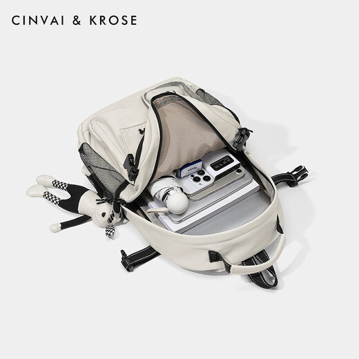 Cinvaikrose offizieller Campus -Rucksack für Frauen 2025 Neue Kapazität Multi -Layer Junior High School Schüler Rucksack Schulbag Geburtstagsgeschenk Beige - CK Schoolbag Geschenk für Mädchen Freundin