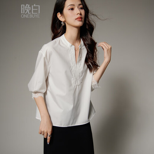 Late White New Product 2025 Autumn Generous Top Chic Versatile Fashion Temperament Skin Friendly Commuting Shirt Women White M