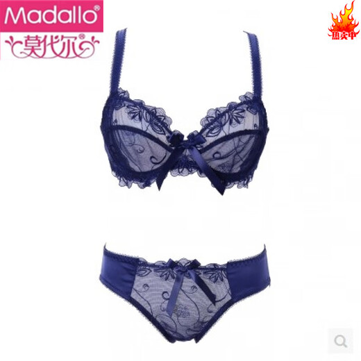 Modal Sexy Style Mesh Spitze Unterwäsche Frauen -BH -Set Europäische und amerikanische atmungsaktive BH ohne Schwamm schwarz M 75b = 34B+ Unterwäsche