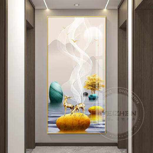 Sanqihu Fulu betritt die Tür und dekorative Gemälde des modernen Korridors und des Gangbilders und Wandgemälde des Atmosphärischen LY-6081-Caiyuan Guangjin 50*35 mm dicker Aluminiumlegierrahmen + Textur