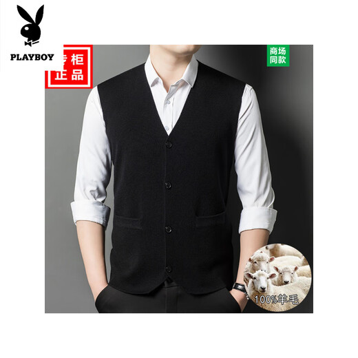Playboy (Playboy) Autumno e invierno Cardalería Cardigan Chaleco Vest Pure 2025 Wool Vest Open Vest Traje de papá delgado D021 Dark Grey M 165 Sugerencia 90-120Jin [Jin equivale a 0.5 kg]