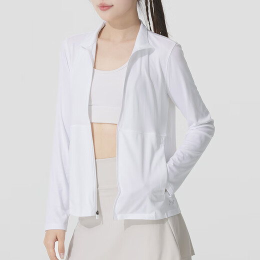 安德玛（UNDERARMOUR）女装 夏季新款运动服户外训练跑步健身夹克轻便透气休闲立领外套 1385289-100 L