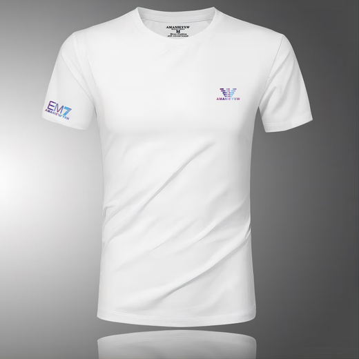 ARMANIBR Armani new summer style men's ice silk breathable short-sleeved T-shirt large size European and American slim print AM756 white M 90-120Jin [Jin equals 0.5 kg]