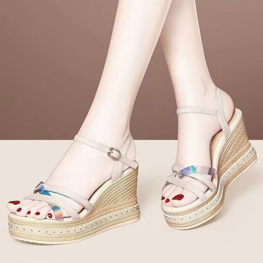 Red Dragonfly Heeled High Heel Sandals for Women in Summer 2025 New Fashionable Sponge Cake Thick Sole Waterproof Platform One-Black Fish Mouth Women's Shoes Black 35 Standard Size