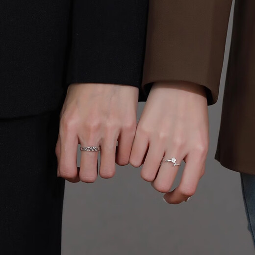 Qi Xiaomi Moli 999 Pure Silver Couple's Ring Men and Women's Small Open Pairing Rings as Valentine's Day Gifts for Girlfriends Moli 999 Pure Silver Ring-Couple's Ring