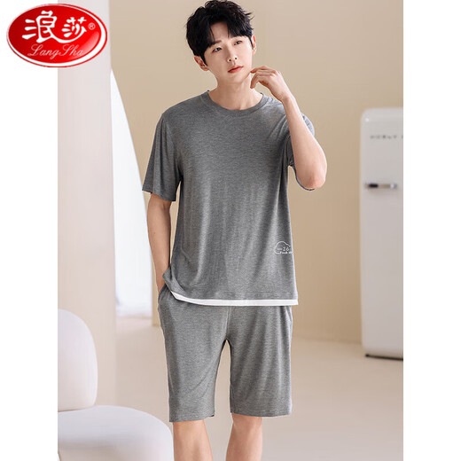 Langsha cool feeling modal men's pajamas summer shorts shorts comfortable and fashionable plus size for outdoor wear clothes set YSX:9721 L