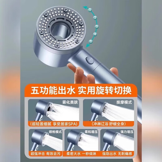 Xiaomi YouPin Suministro sobrealimentado Filtro de la cabeza del mar grifo Super Baño Hardware Flower Baño de ducha Presurizado 1047 Filtro azul de cinco etapas Enviar nano filtro*5