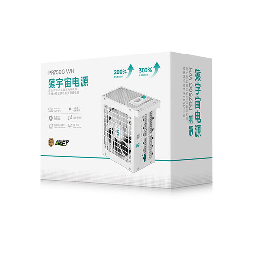 Jiuzhou Fengshen (DEEPCOOL) PR750G WH Ape Universe Netzteil, weiß, PPLP Gold zertifiziert, 750 W Vollmodul ATX3.1 Netzteil mit seitlichem Stecker, 10 Jahre Garantie