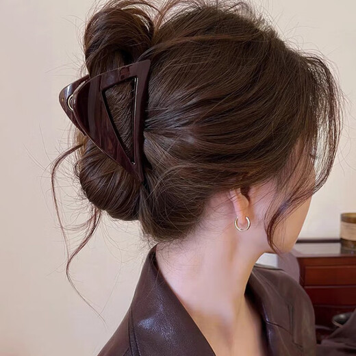 Chocolate Brown Simple Hair Clip Shark Clip 2025 New High-end Hair Clip Women's Back Head Clip Hair Accessories Triangular Clip