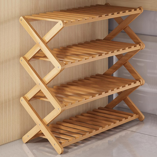 Bamboo Sile Shoe Rack No Installation Simple Folding Shoe Rack Home Door Multi-layer 2025 New Rental Shoe Storage Rack Black Three Layers 50 No Installation Foldable