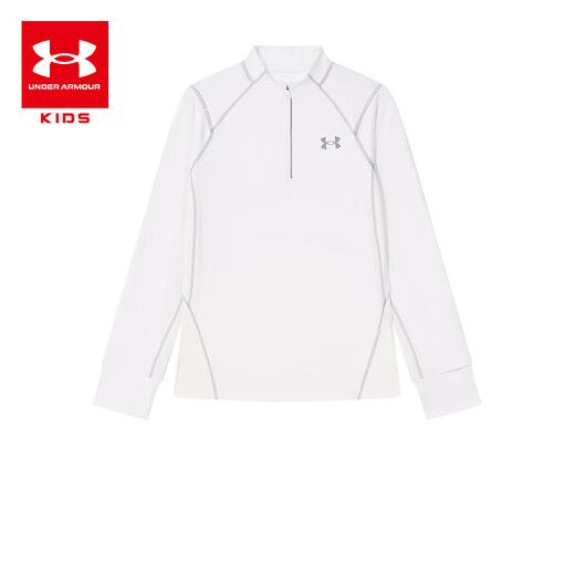 Under Armor children's long-sleeved T-shirt for men and women, spring and autumn breathable, moisture-absorbing, quick-drying sports training stand-up collar top 253303206 white 170