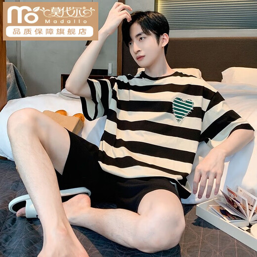 莫代尔睡衣男款夏季薄款棉质2025新款短袖可外穿棉质青少年家居服 Z679 棉质套装柔软亲肤 L 【建议100-130斤穿】