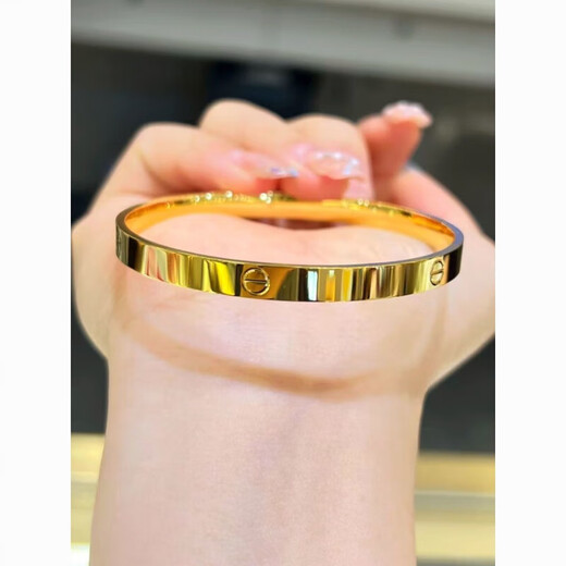Zhou Ke Old Phoenix Gold Store Yellow I Glossy Bracelet Women's 999 Pure Gold Pure Silver Solid Pure Gold Silver-wrapped Bracelet Free