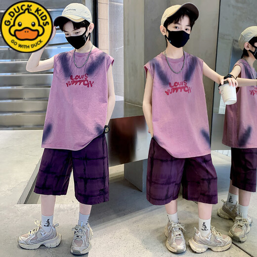 G.Duckkids Boy Vest Set Summer 2025 Новый средний и большой детский костюм Летний красивый мальчик летний рукавиц