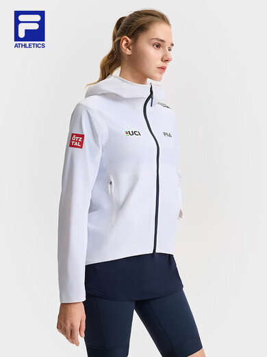 Fila Damens gewebte Jacke 2025 Sommer neues Fahrrad mit Kapuze-Sonnenschutz Top Jade White-W S 160/80A/S